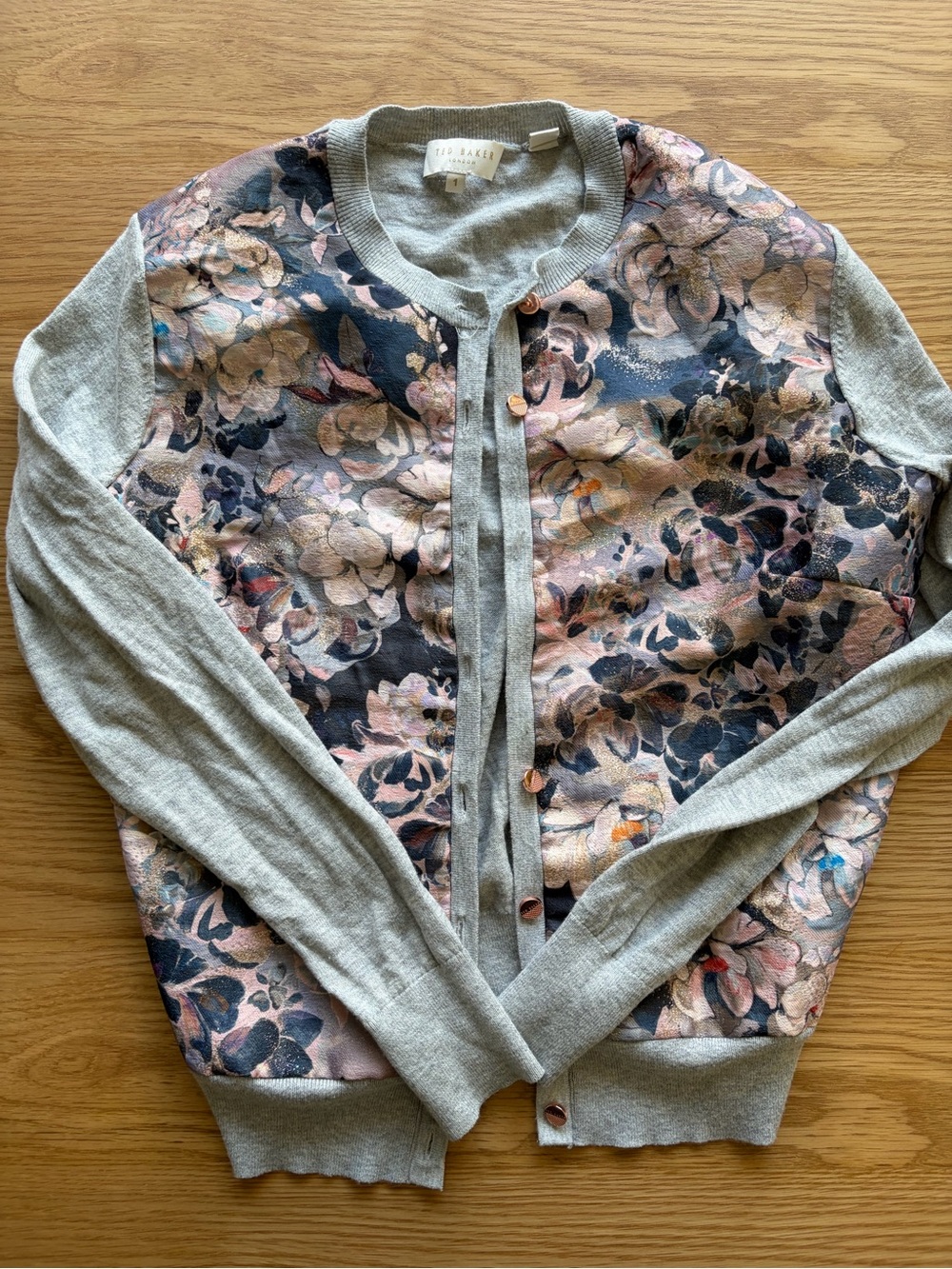 Ted Baker Floral-Print Grey Cardigan